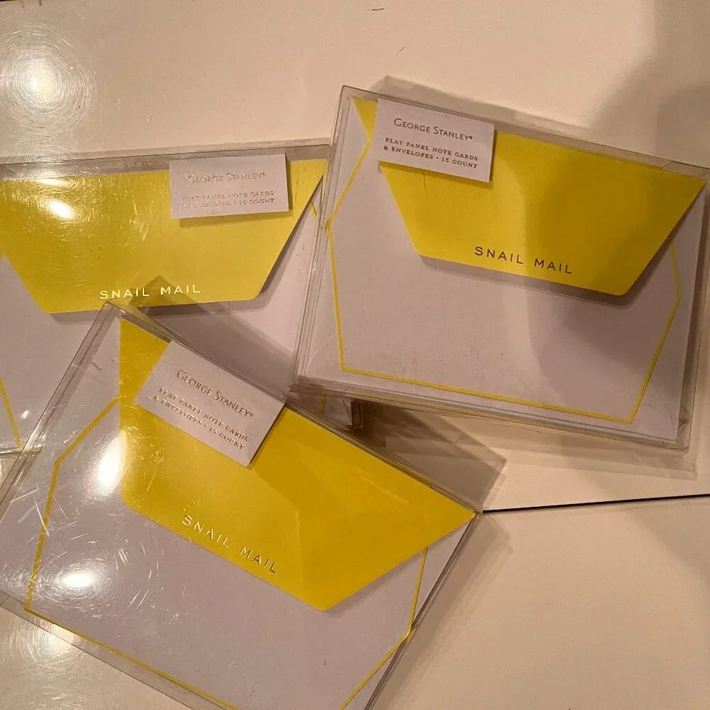 Note Cards -George Stanley Flat Panel Note Cards (Yellow / Snail Mail / 3 Packs)